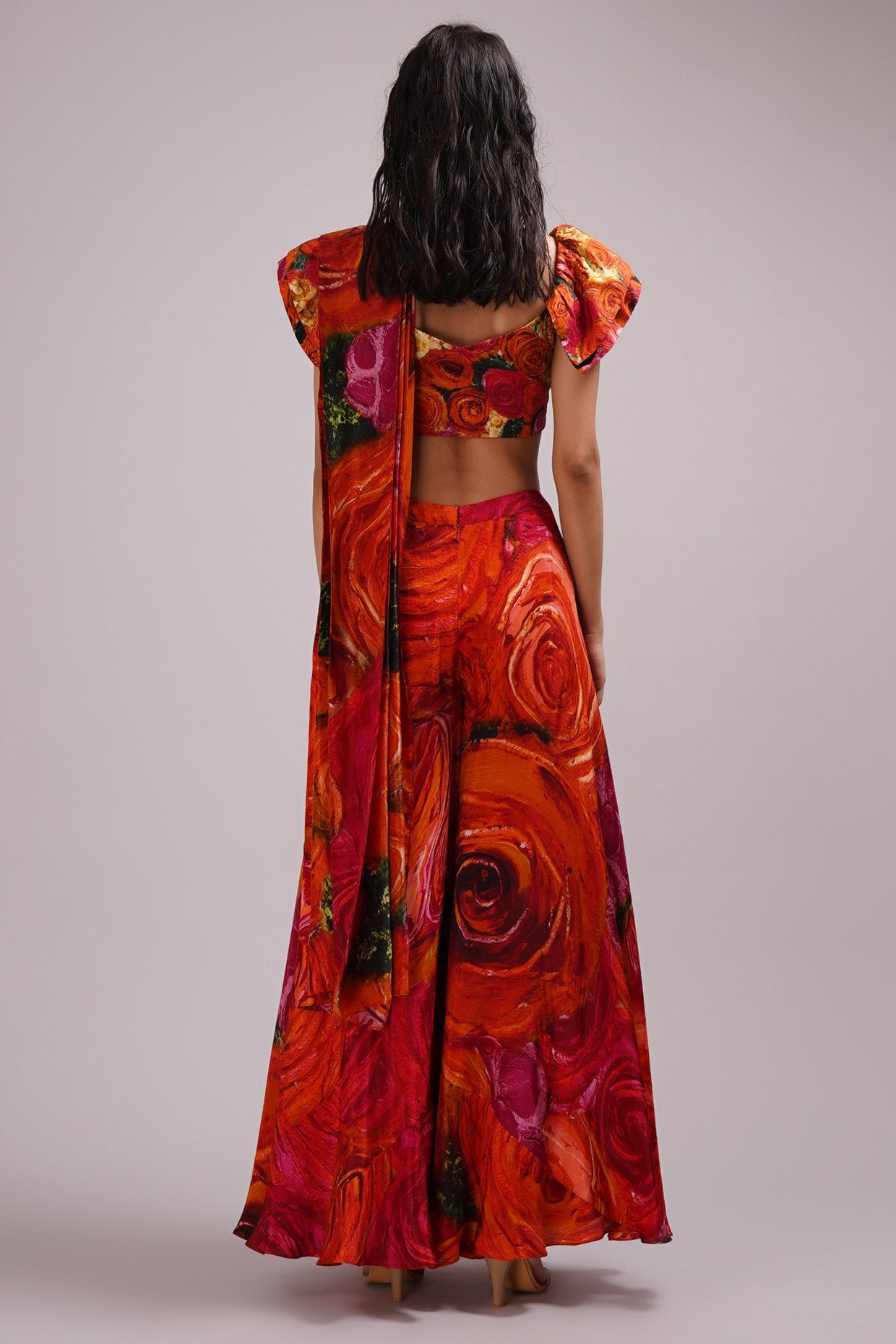 Sweetheart Neck Top/ Blouse Light Fusionbifercated Saree Set