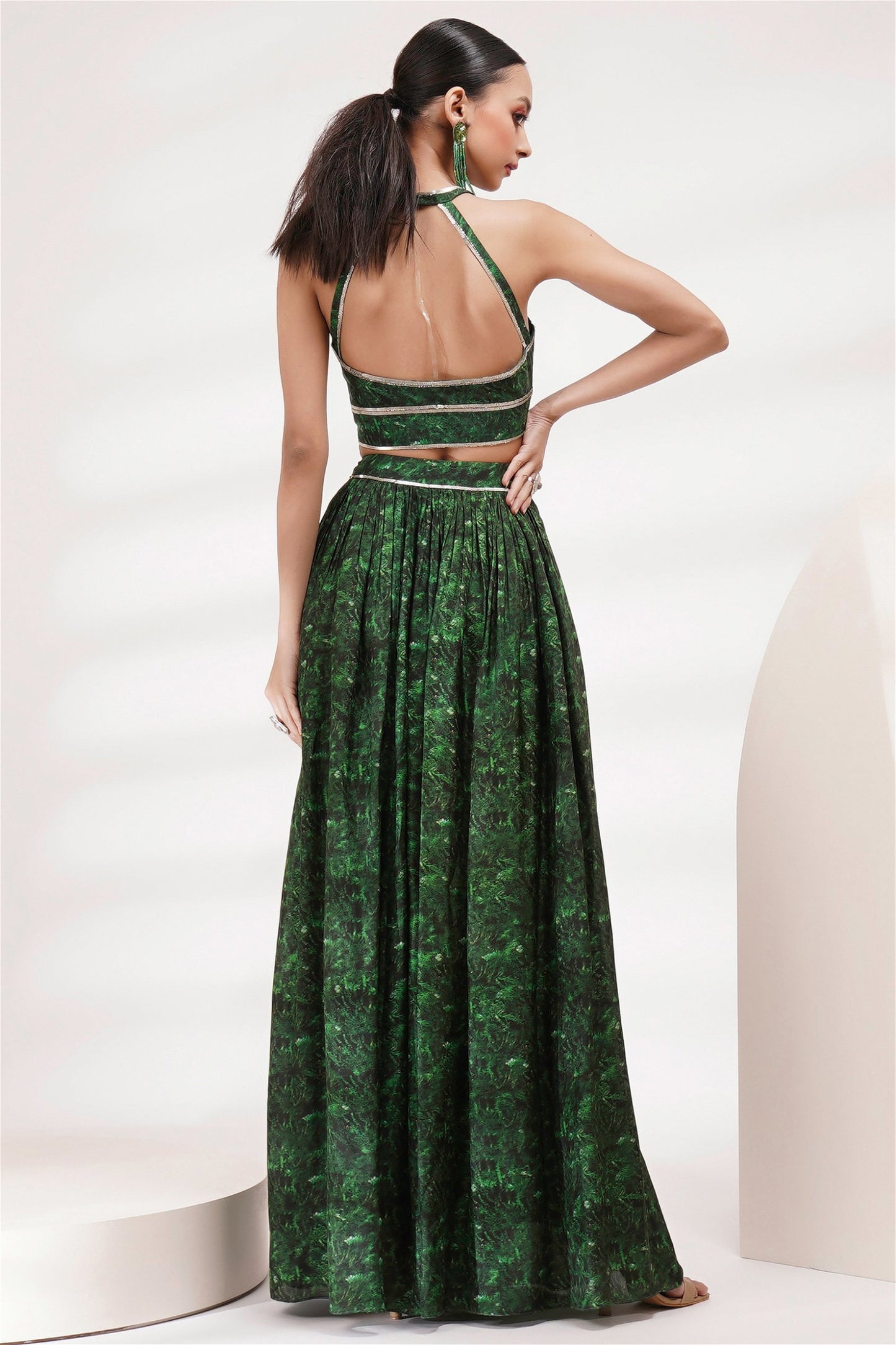 Power Shoulder Blouse Skirt Set