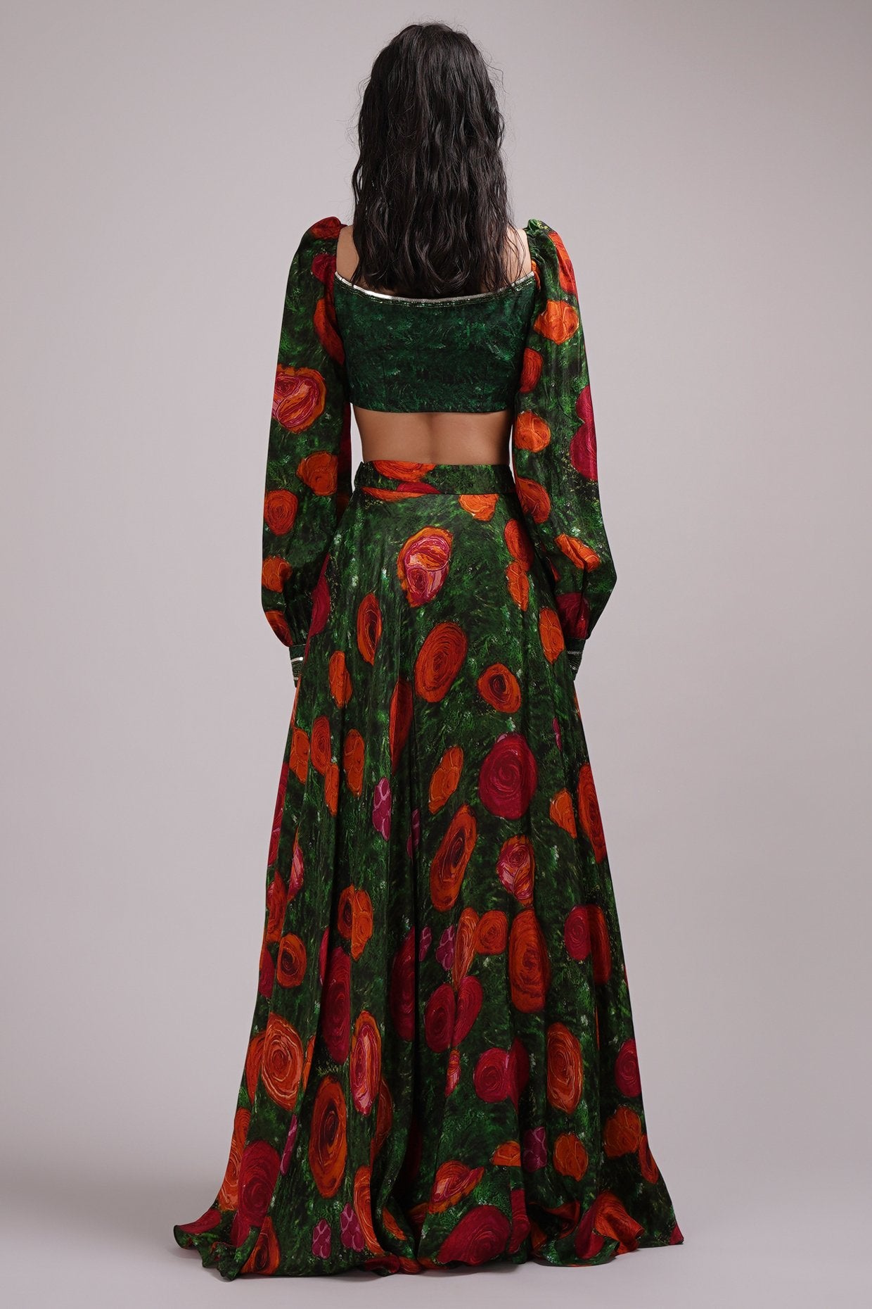 Square Neck Crop Top And Skirt Set