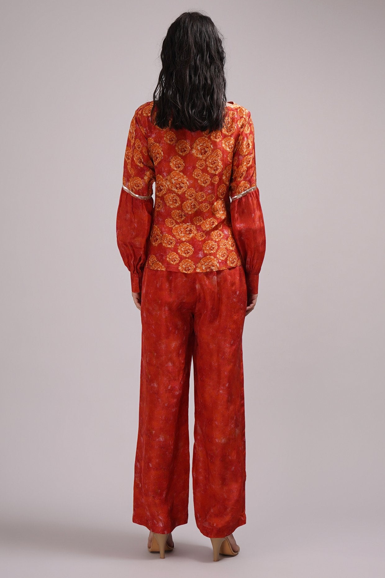 Round Neck Top And Wide Pant Coord Set