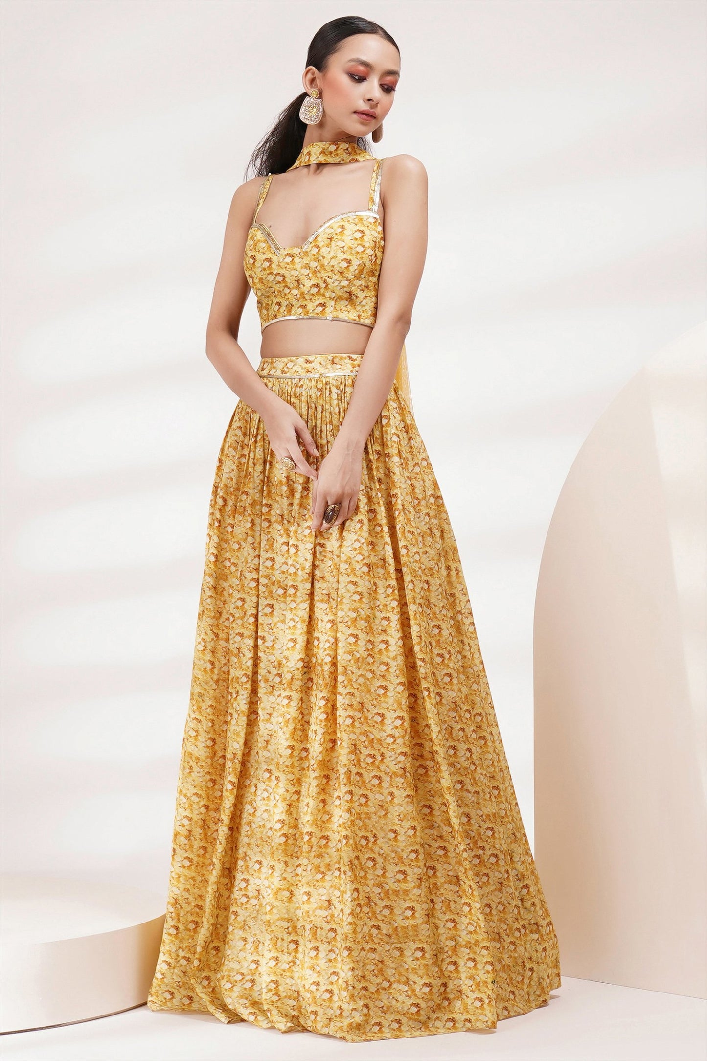 Sweetheart Neck Bustier Blouse Light Lehanga Set