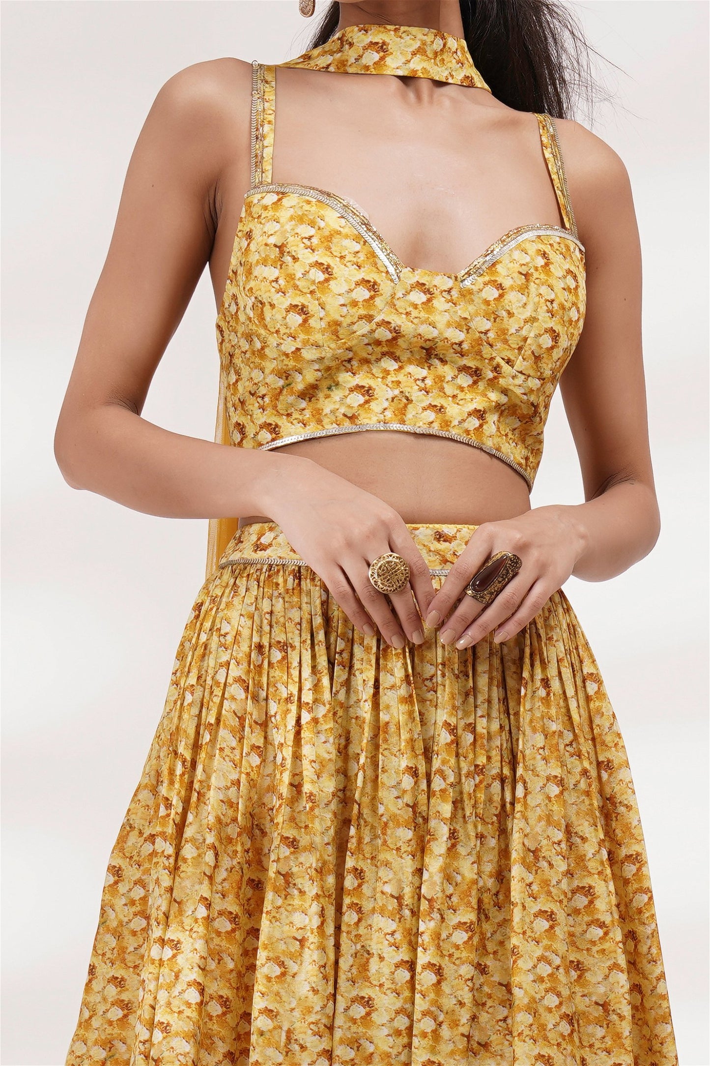Sweetheart Neck Bustier Blouse Light Lehanga Set
