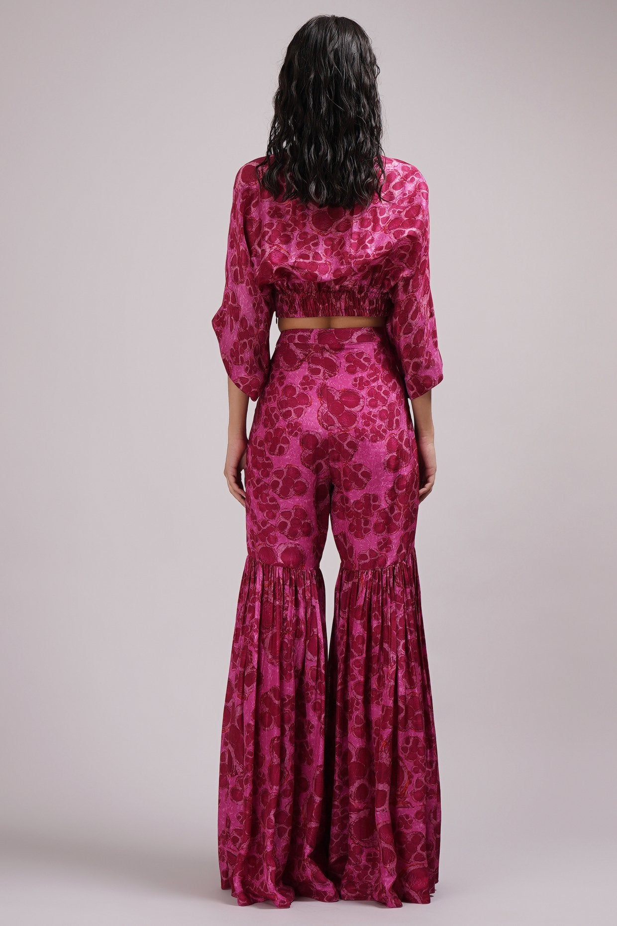 Cross V-Neck Top And Sharara Set