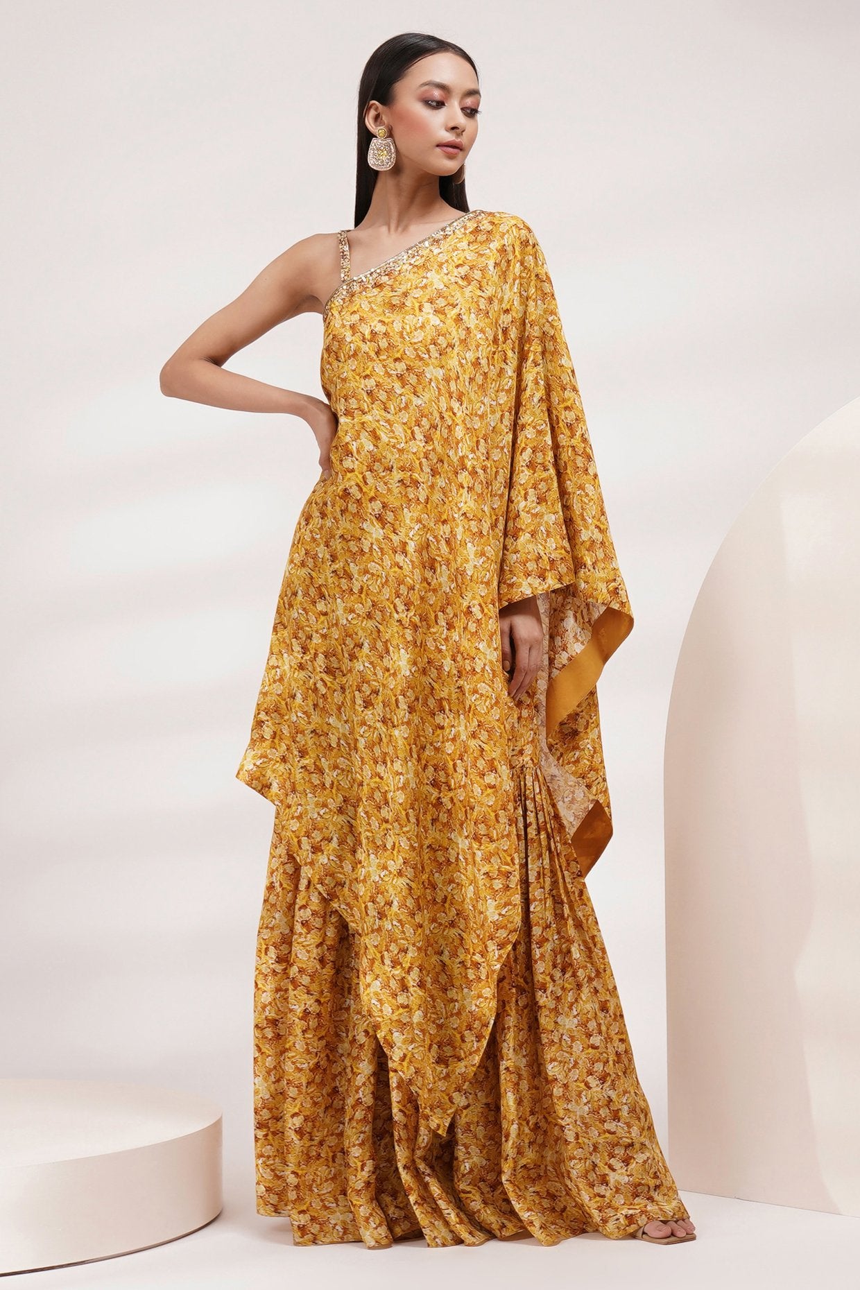 One Shoulder Tunic Sharara Set