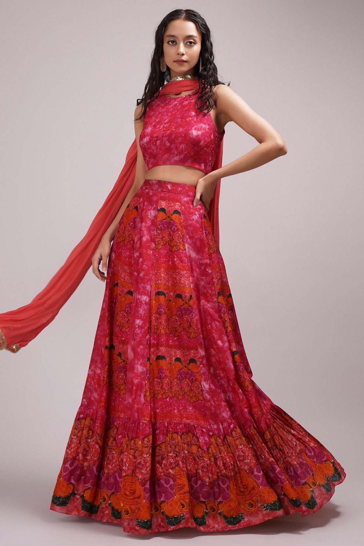 Round Neck Blouse Lehenga Set