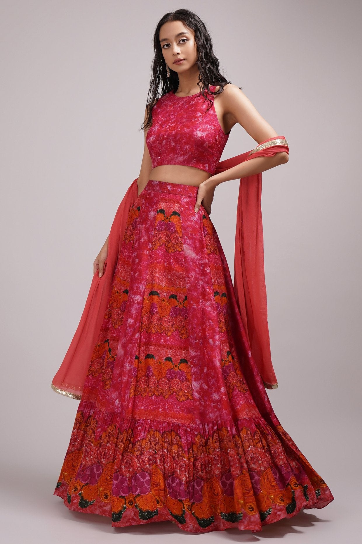 Round Neck Blouse Lehenga Set
