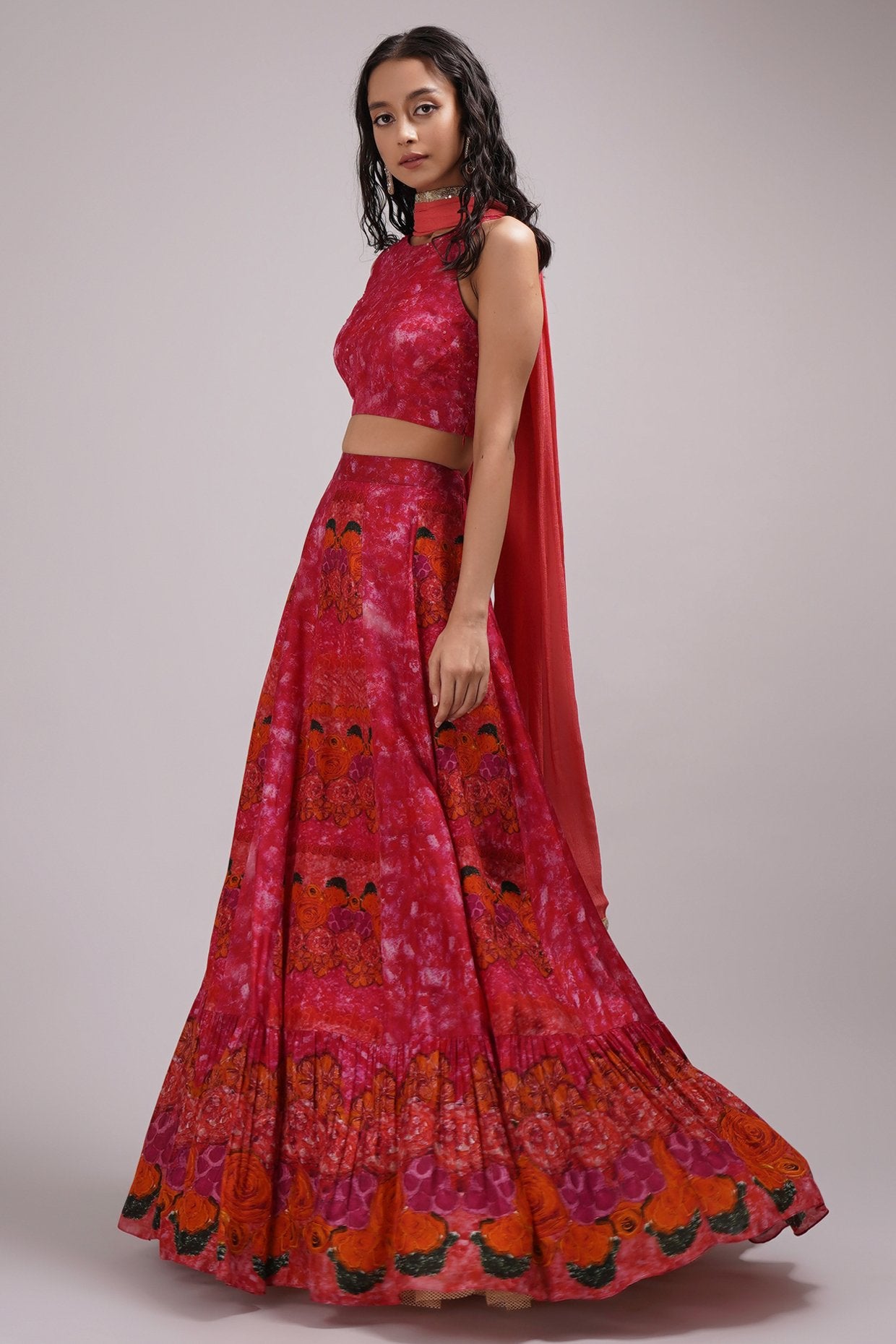 Round Neck Blouse Lehenga Set