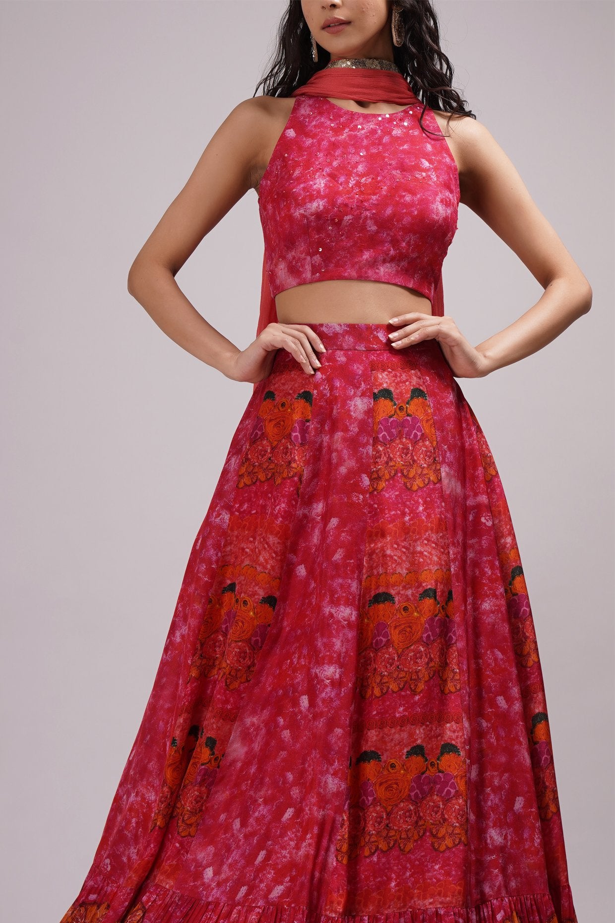 Round Neck Blouse Lehenga Set