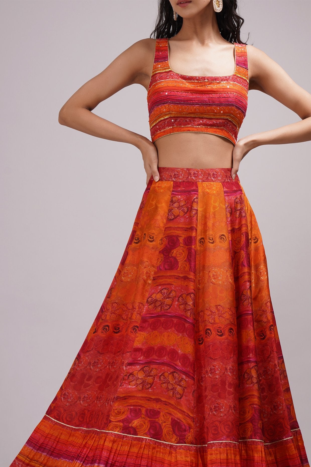 Scoop Neck Blouse Lehenga Set