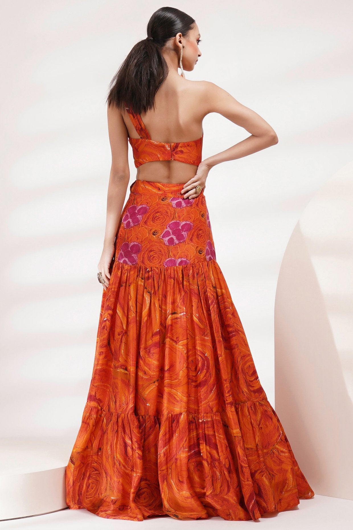 One Shoulder Blouse Skirt Set