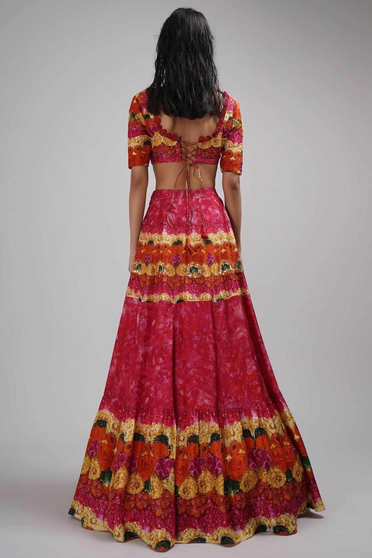 Deep Round Neck Lehenga Set