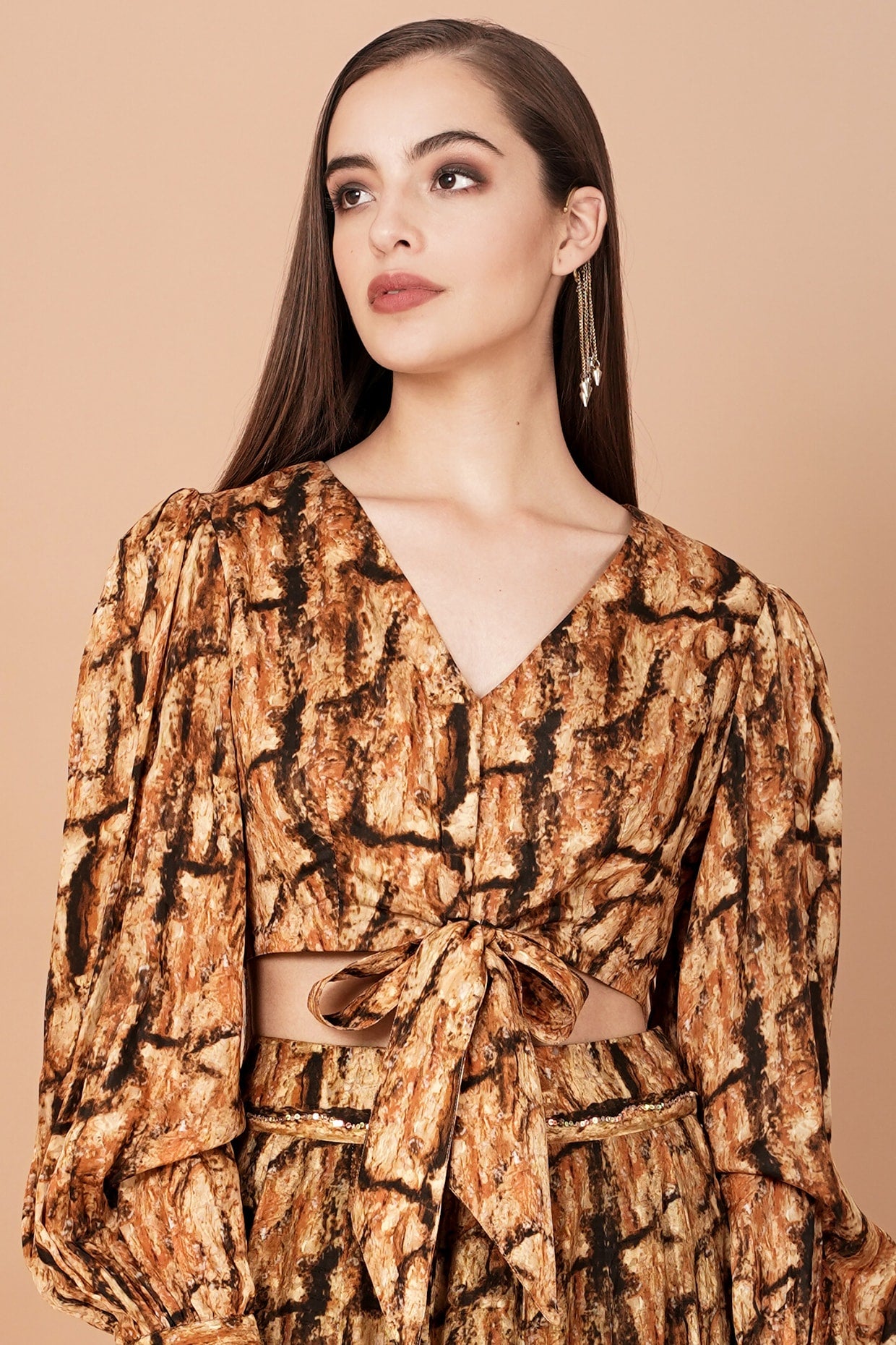 Gold & Brown Printed Skirt Set