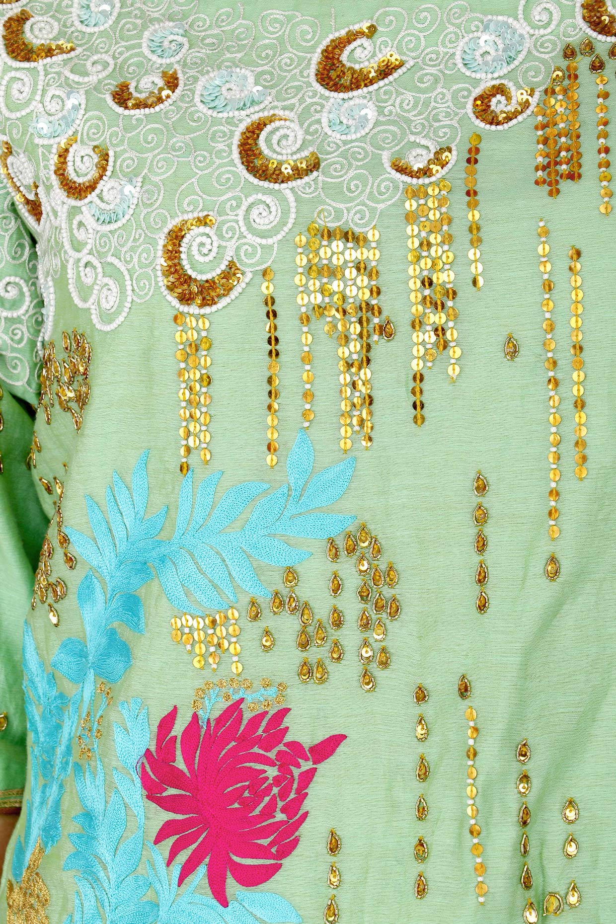 Peppermint Embroidered Short Kurta With Palazzo Set