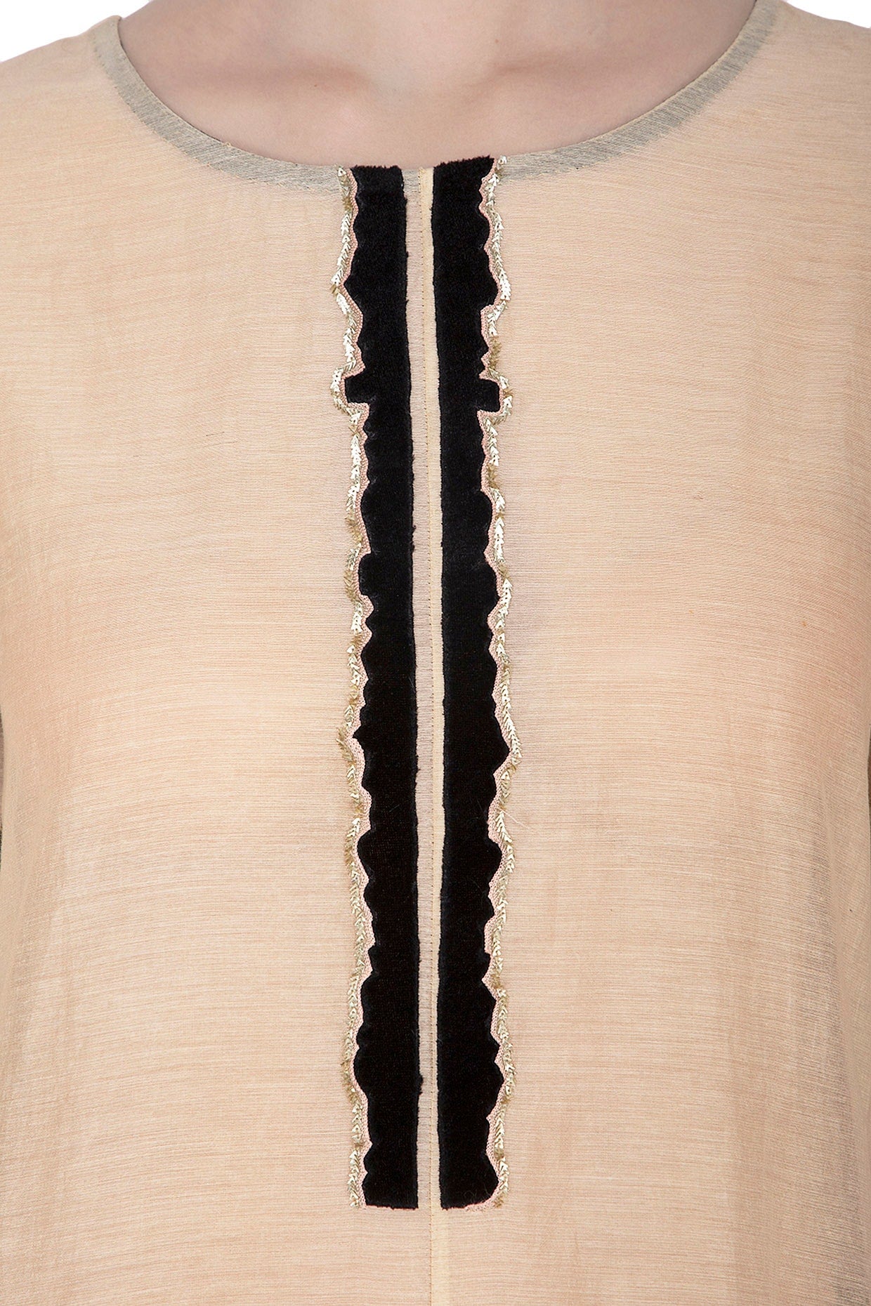Beige Embroidered Kurta Set
