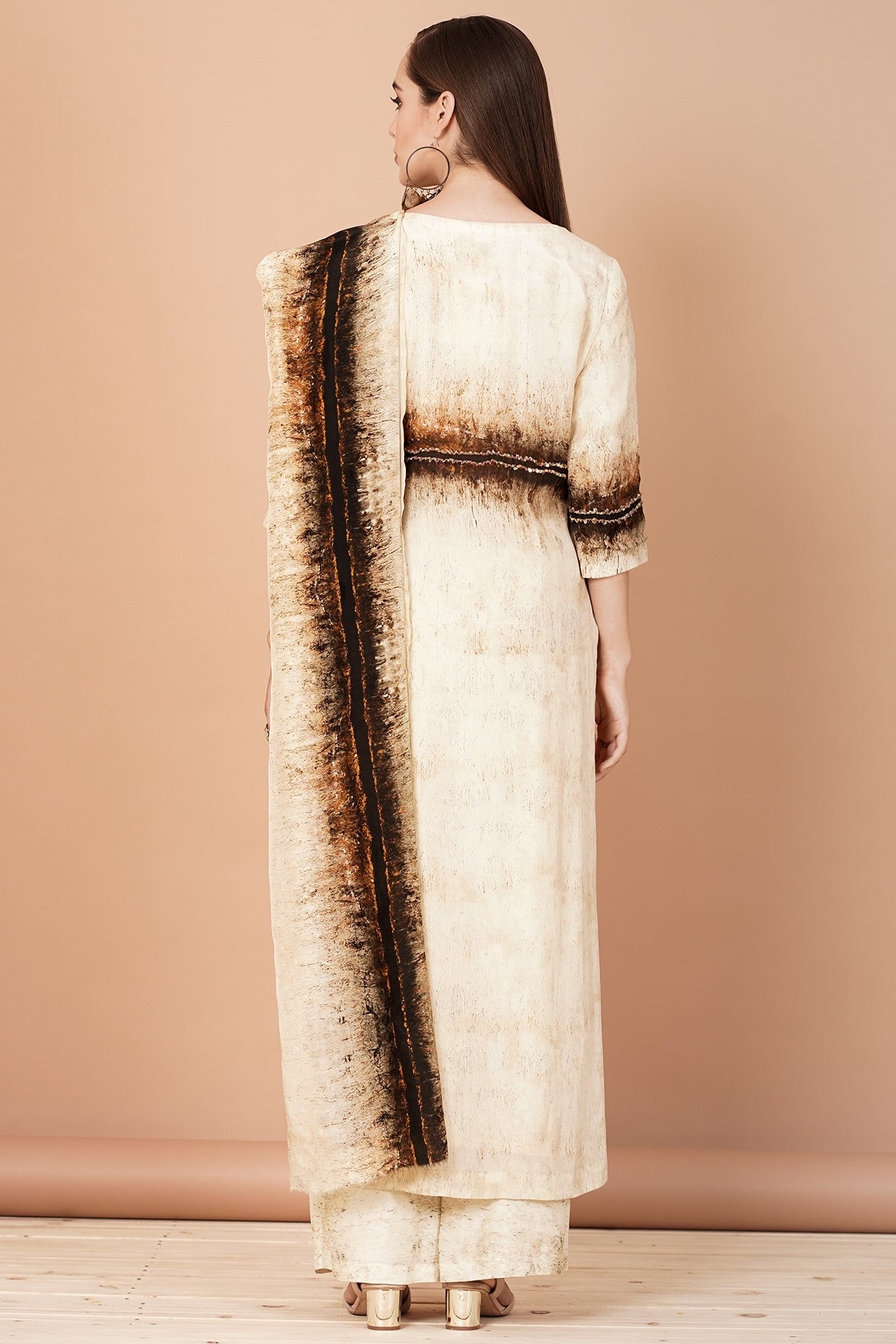 Brown & Beige Printed Kurta Set