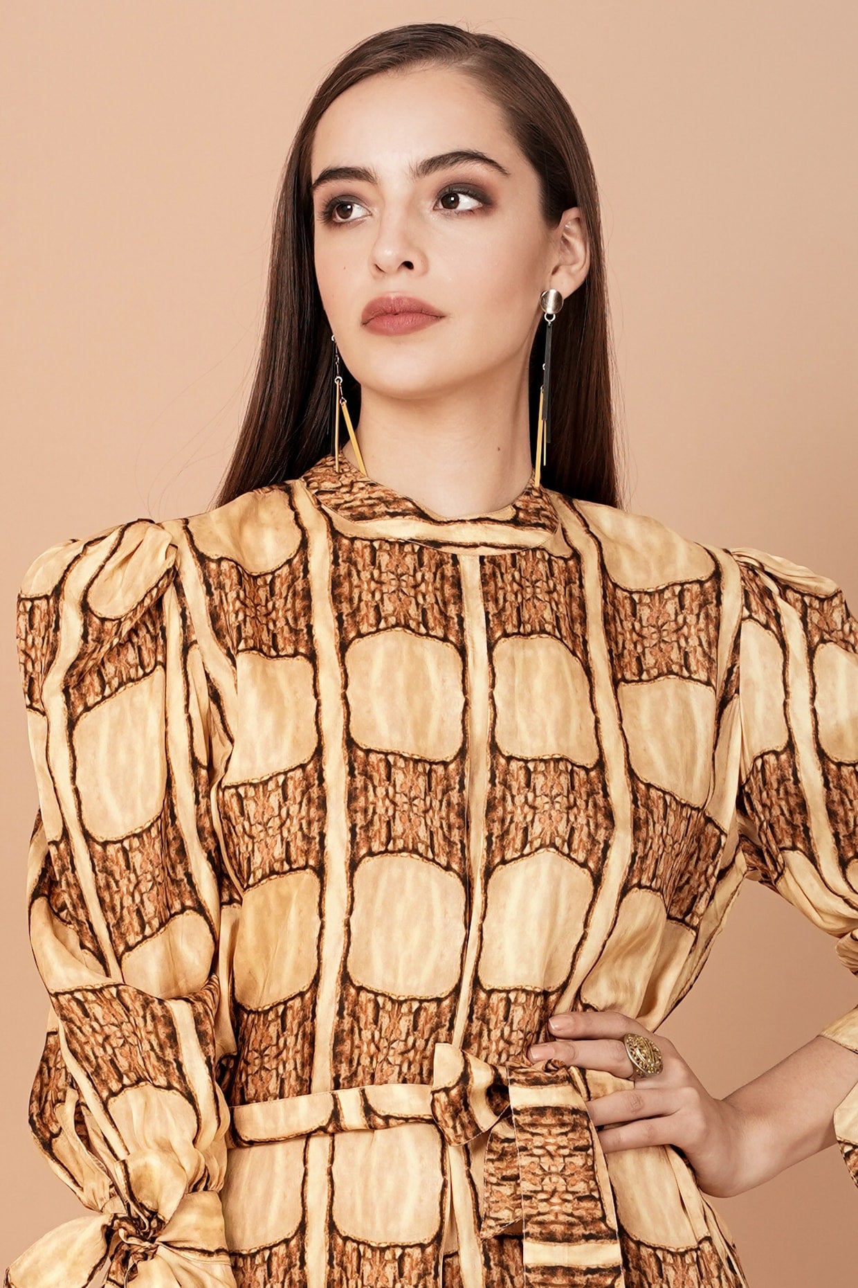 Gold Printed Maxi Dress