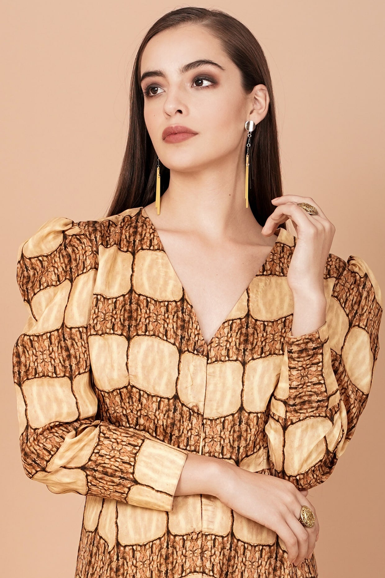 Gold & Brown Printed Tunic