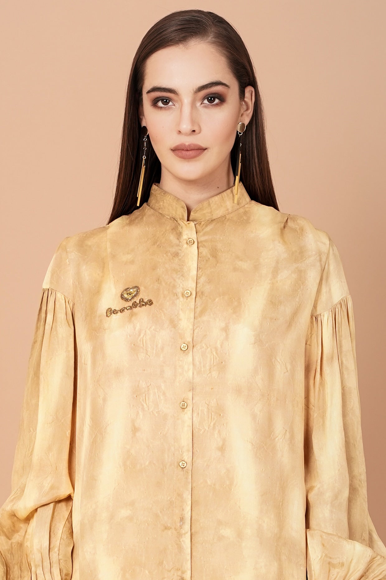 Gold Habutai Silk Pants Set