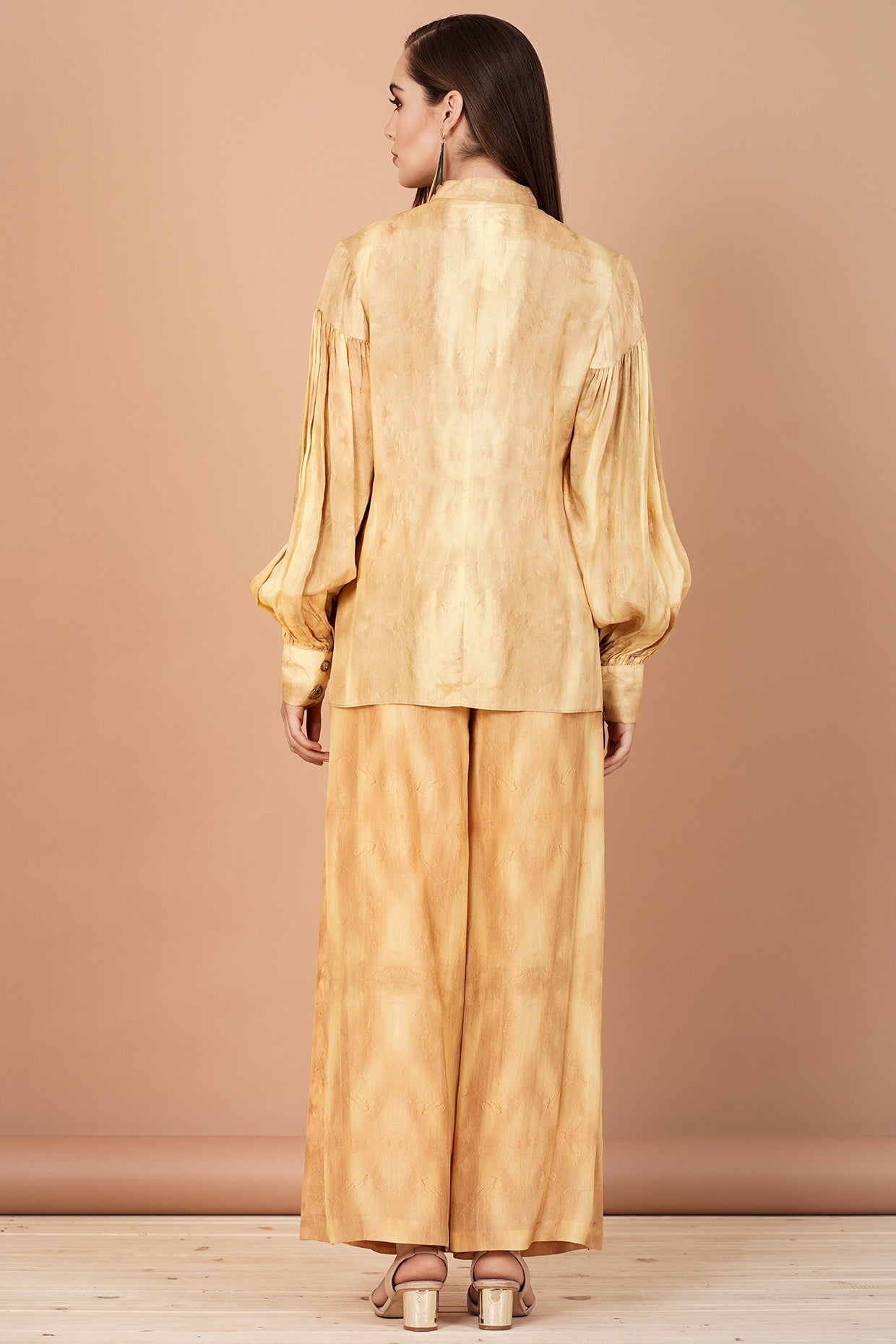 Gold Habutai Silk Pants Set
