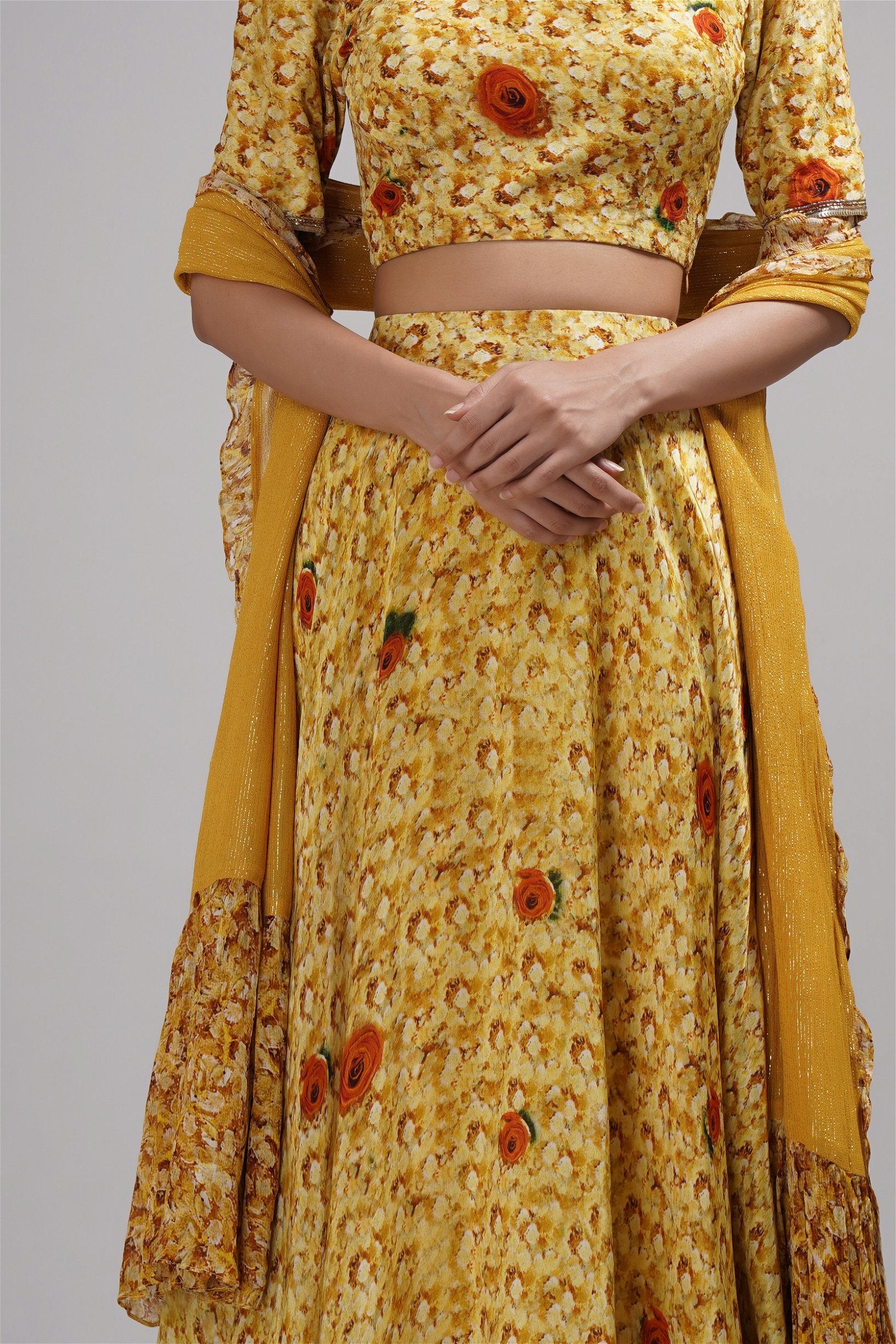 IRAJA - Ruffled Saree with high neck blouse and belt – NEEROSH