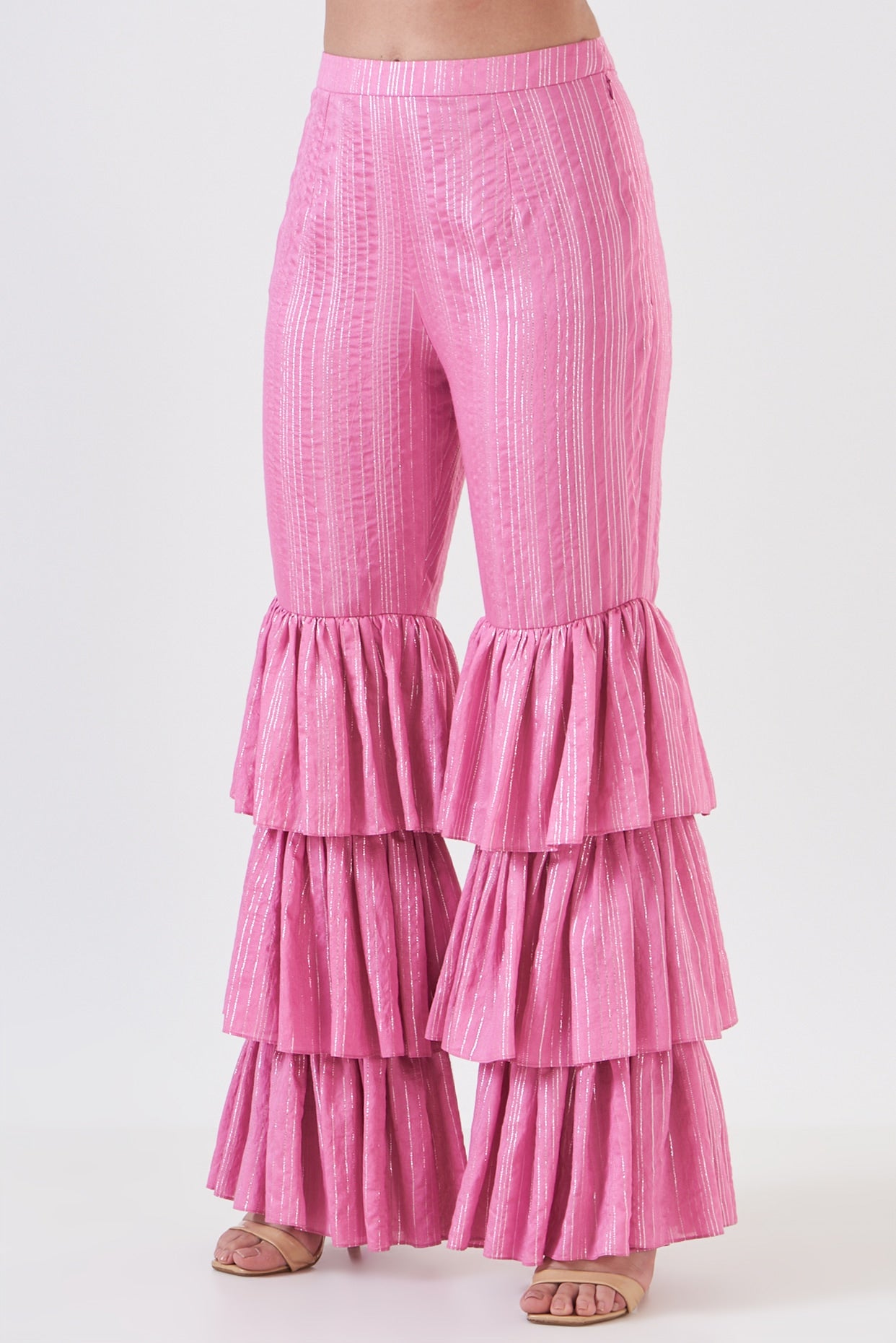 Pink Cotton Silk Sharara Set