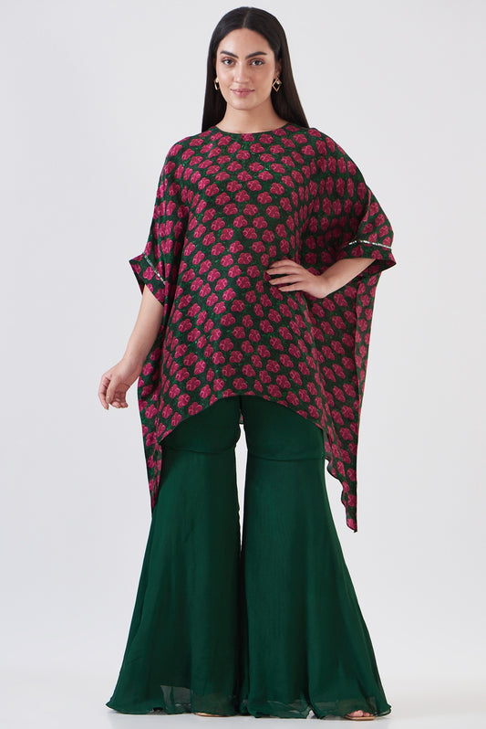 Green Chinon Sharara Set