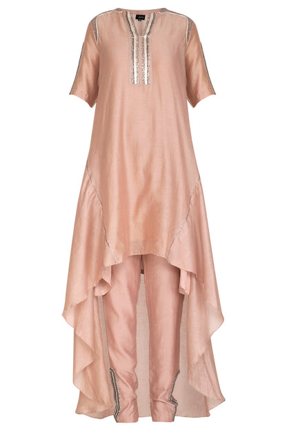 Rusty Peach Embroidered Kurta With Pants