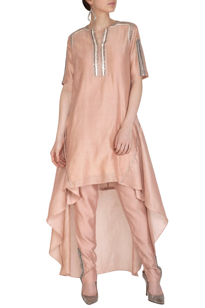 Rusty Peach Embroidered Kurta With Pants