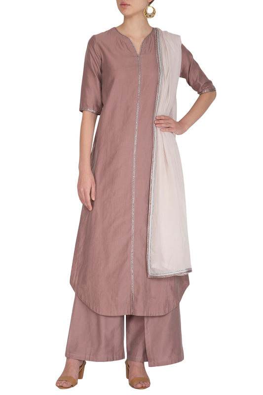 Rust Embroidered Kurta Set