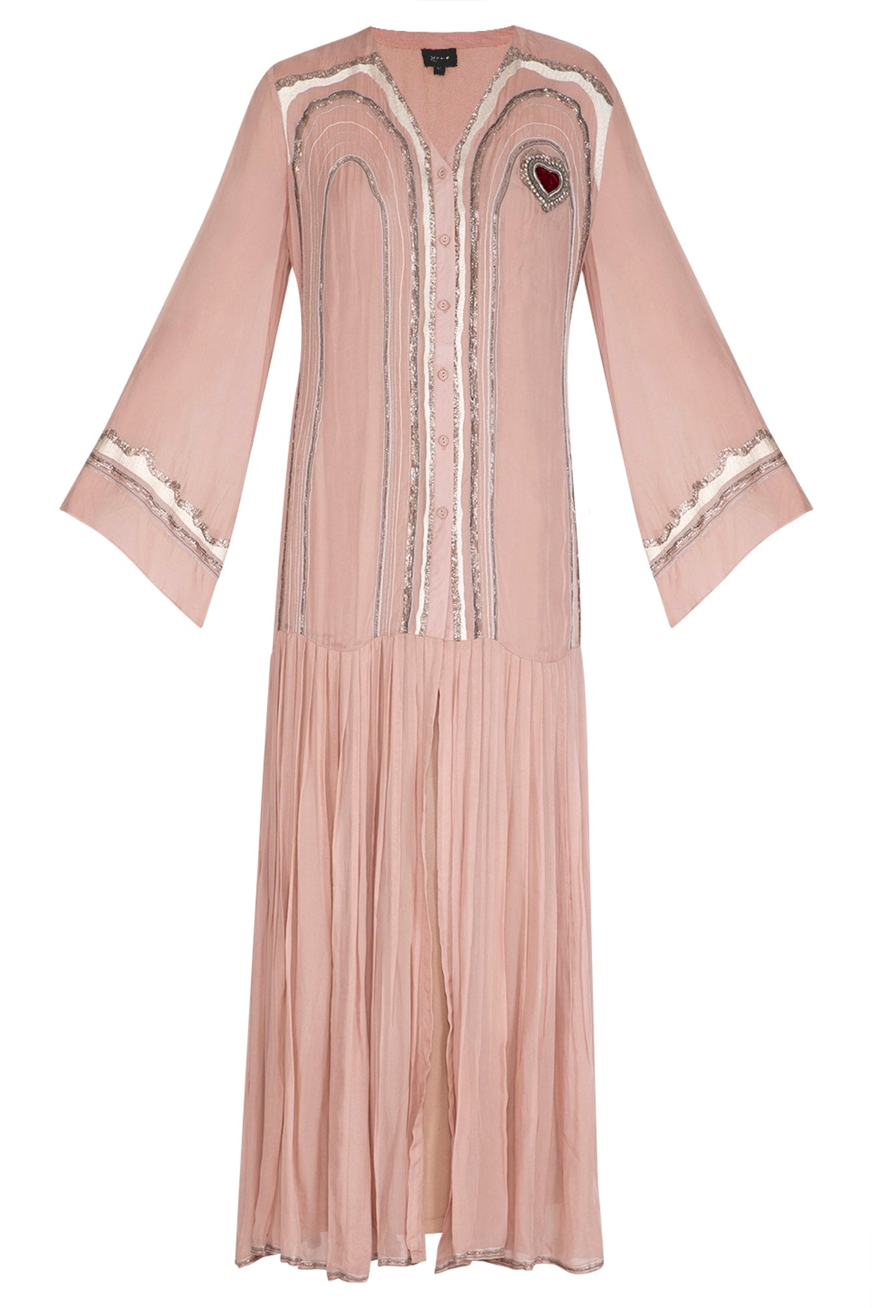 Icy Peach Embroidered Kurta With Inner Dress