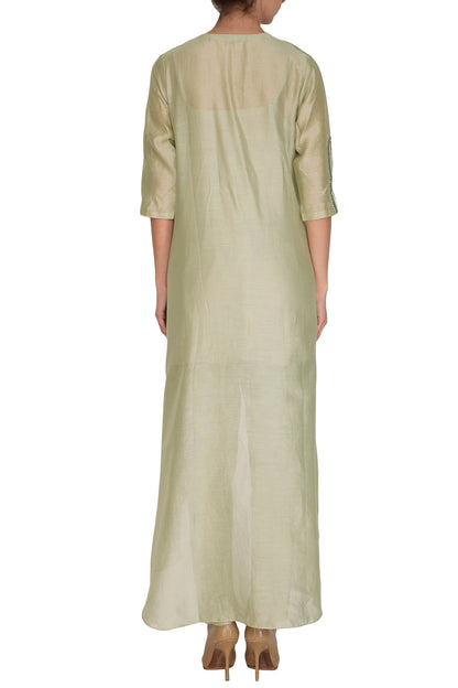 Sage Green Embroidered Tunic With Pants