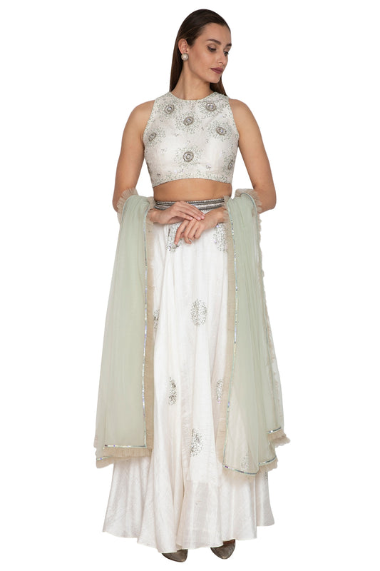 White Embroidered Lehenga Set