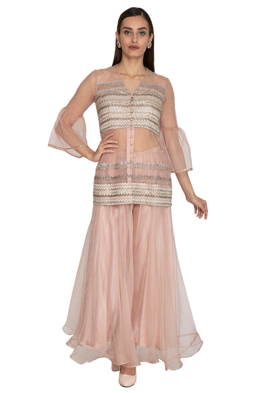 Blush Pink Embroidered Kurta With Pants