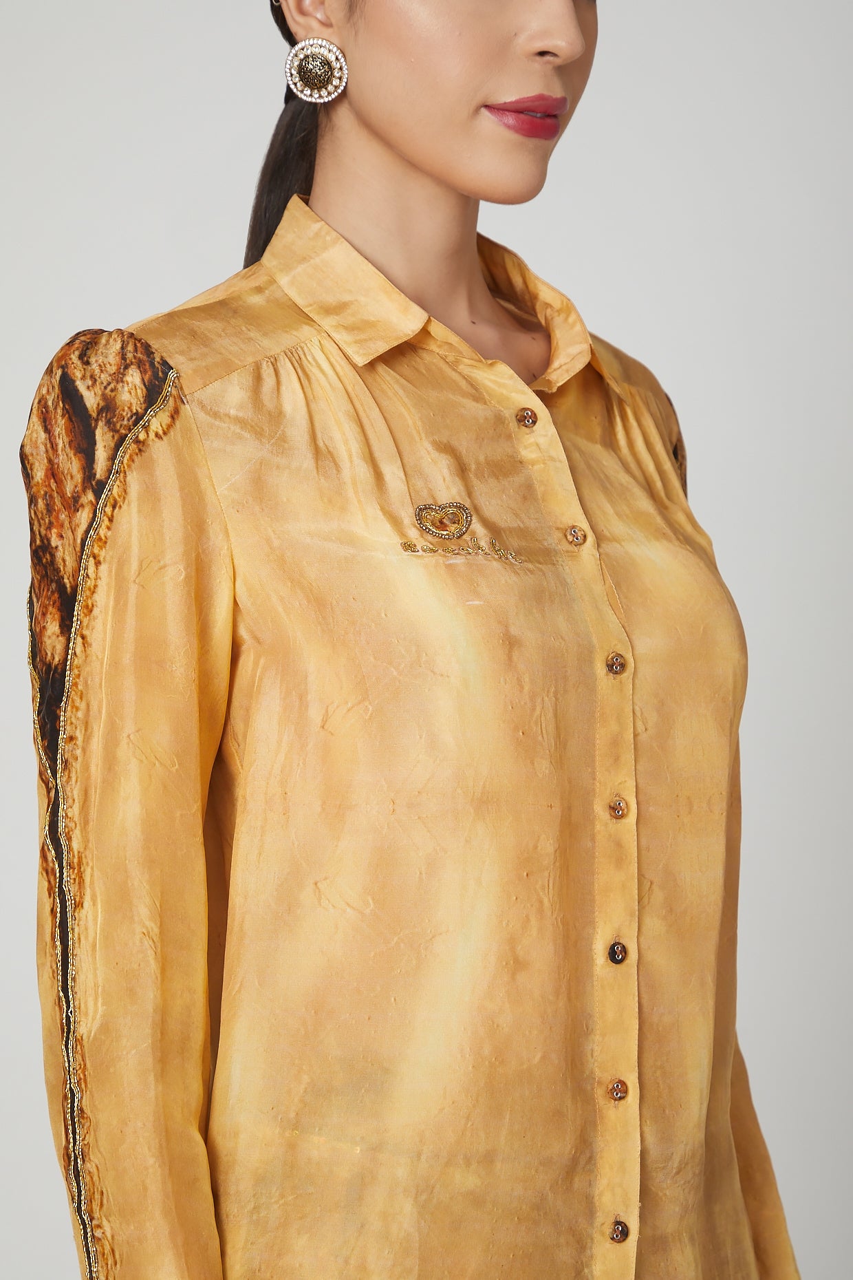 Gold & Brown Digital Printed Skirt Set