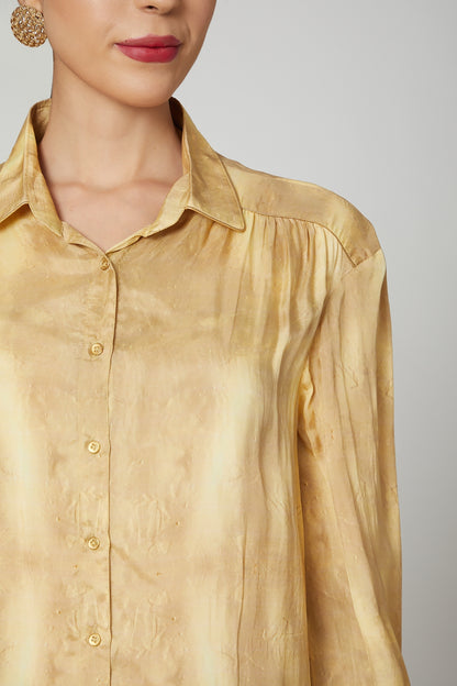 Gold Shirt With Brown Pants