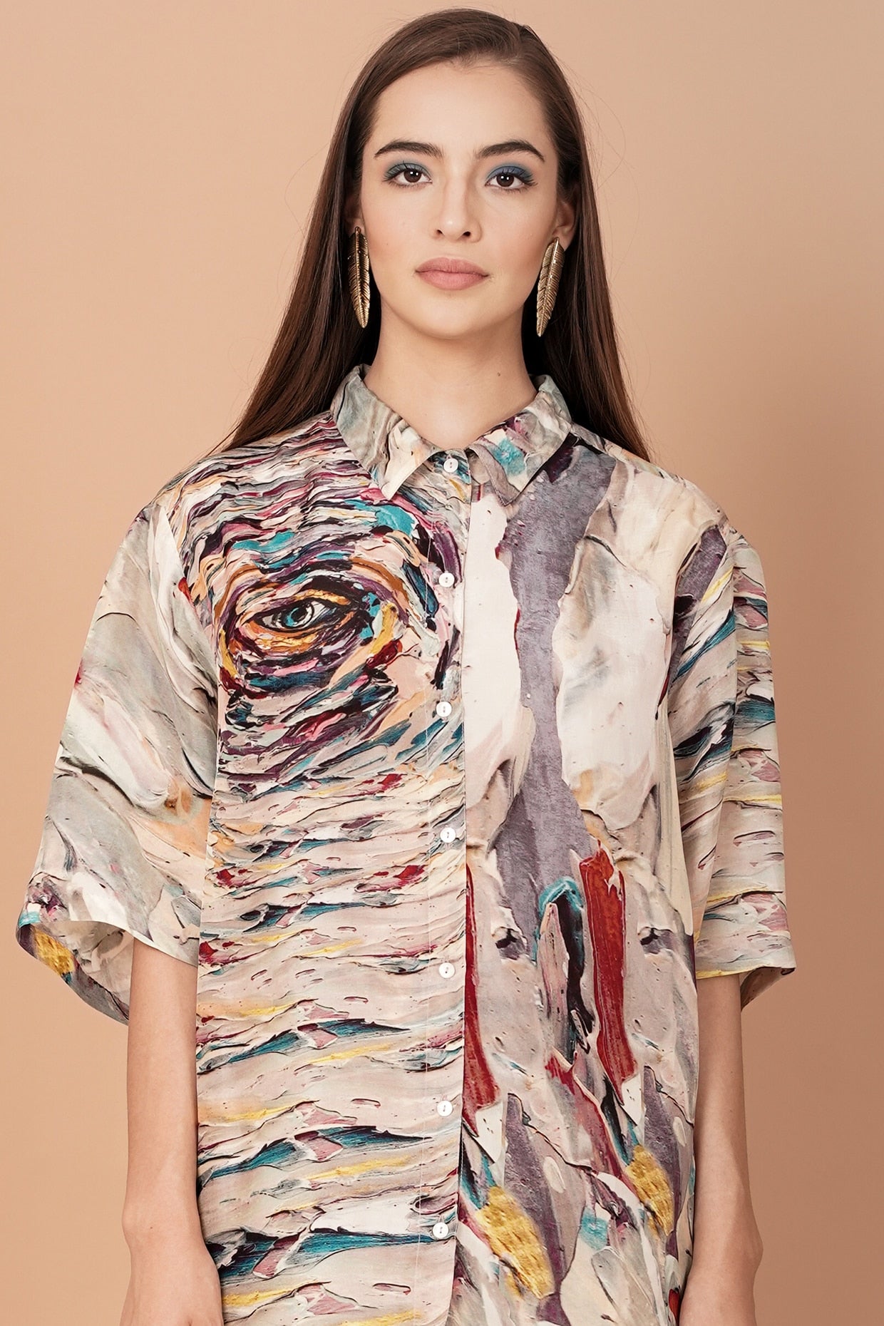 Multi-Coloured Printed Shirt Tunic Set