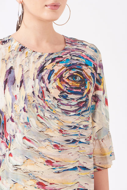 Multicolor Awake Print A-Line Dress
