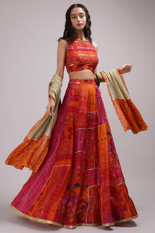 Round Neck Blouse Lehenga Set