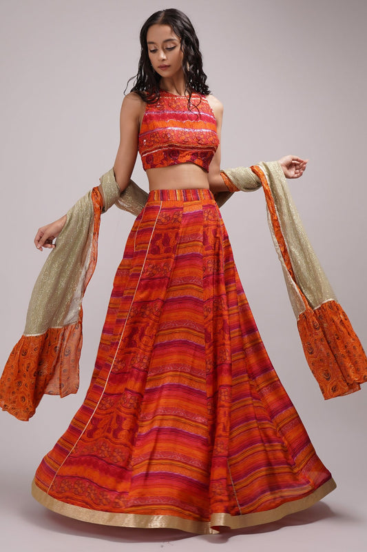 Round Neck Blouse Lehenga Set