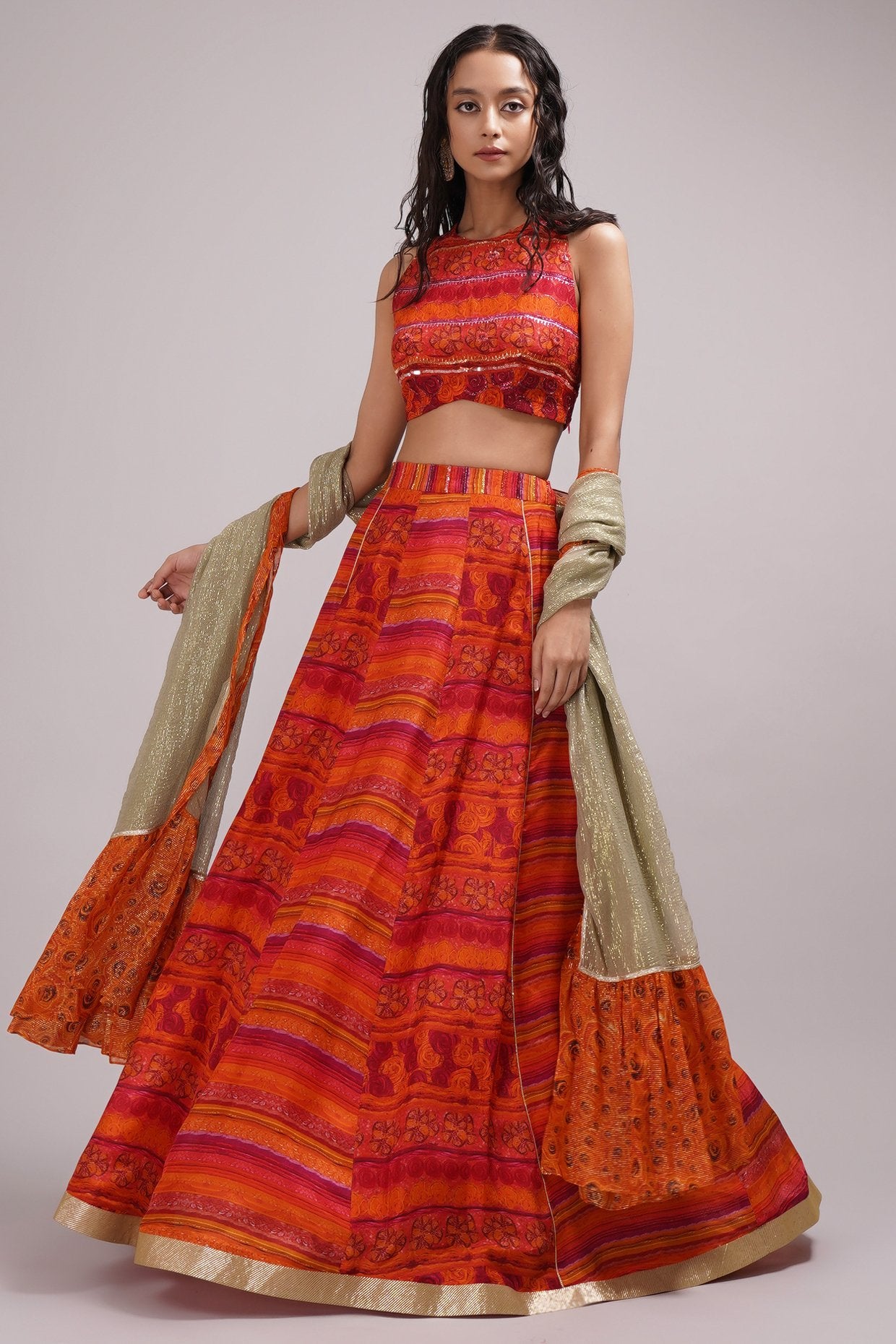 Round Neck Blouse Lehenga Set