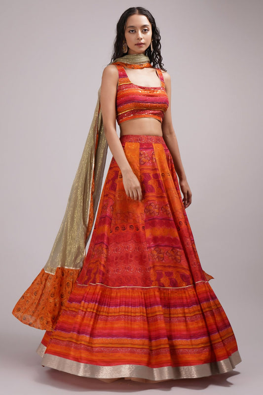 Scoop Neck Blouse Lehenga Set