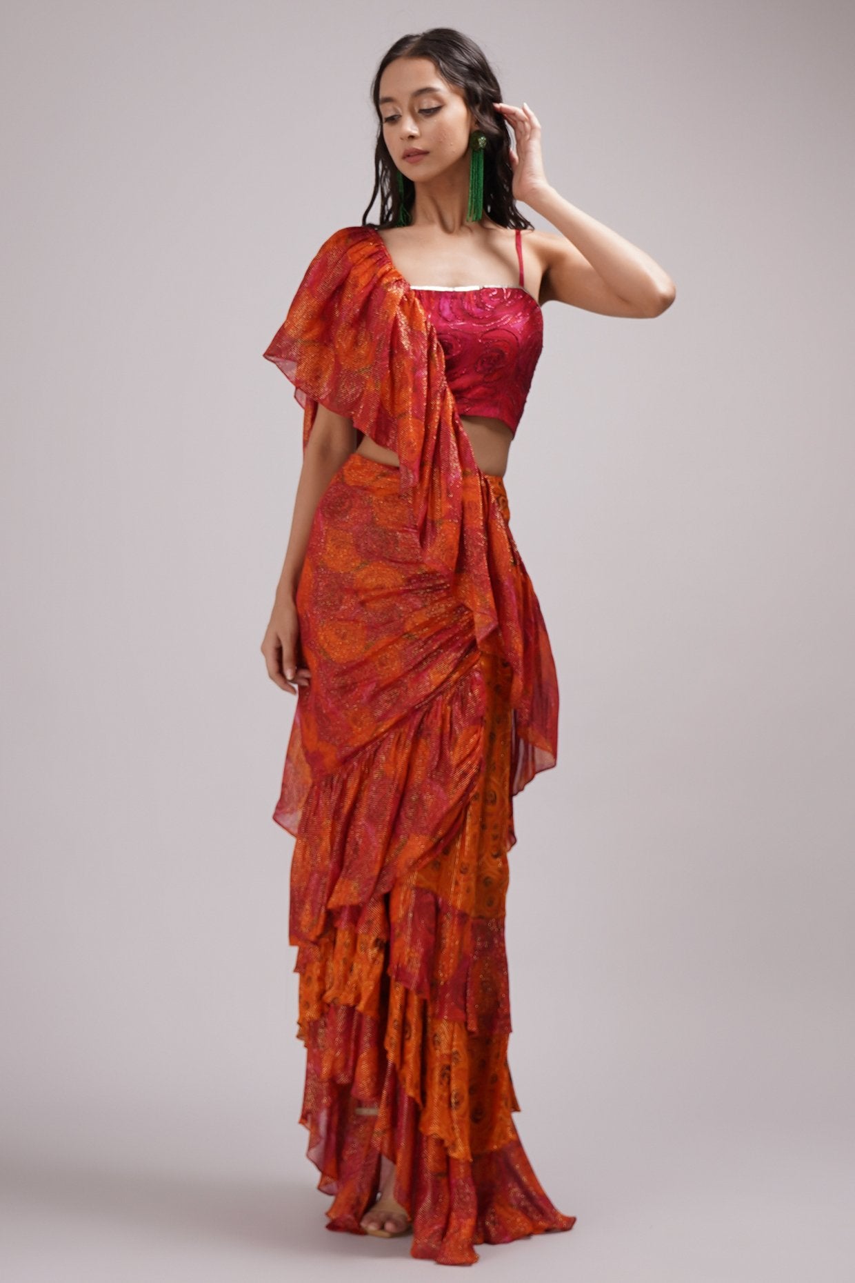 Ruffle Saree: A Delightful Twist to Traditional Elegance - Fresh Look  Fashion - Medium