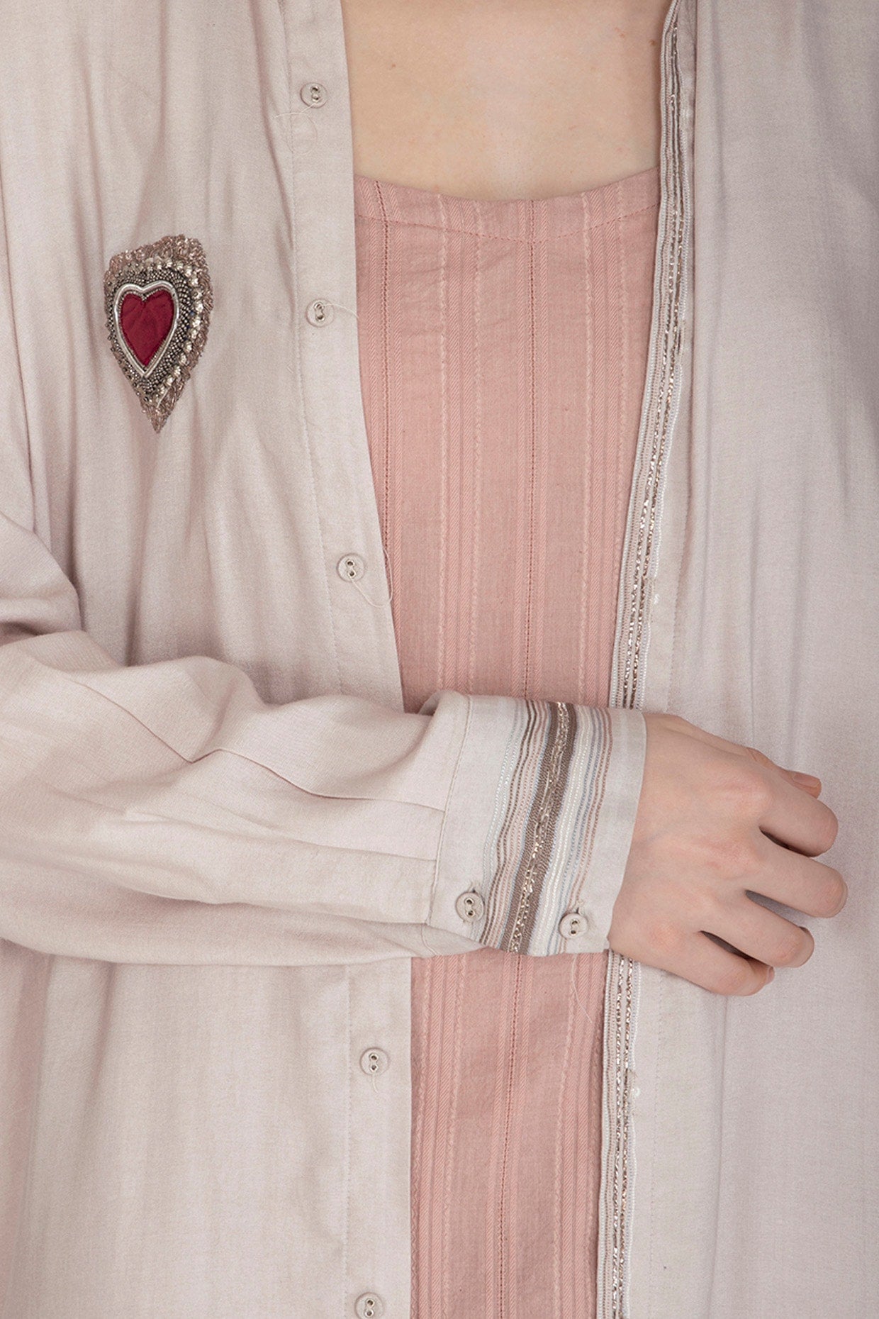 Grey Embroidered Shrug With Dress