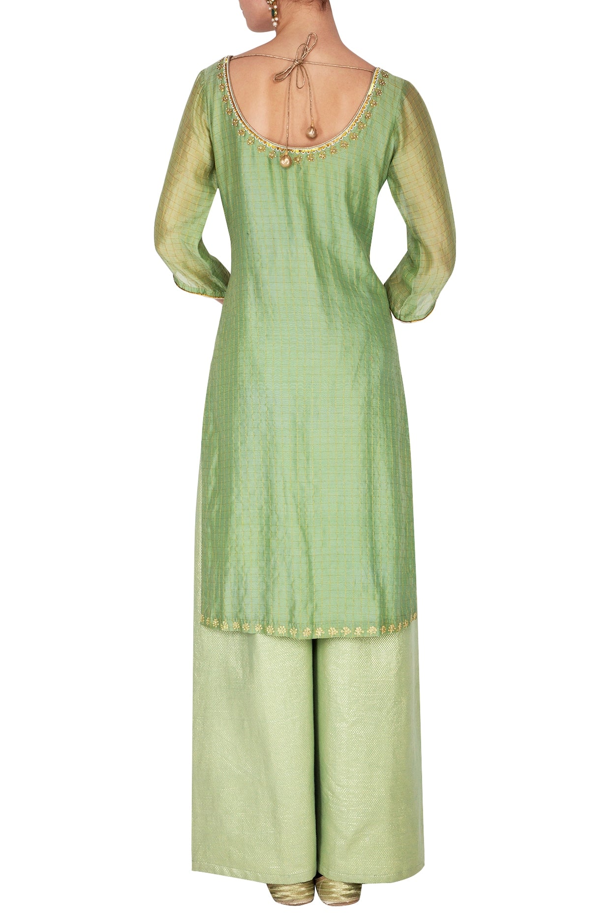 Green Thread Embroidered Kurta Set