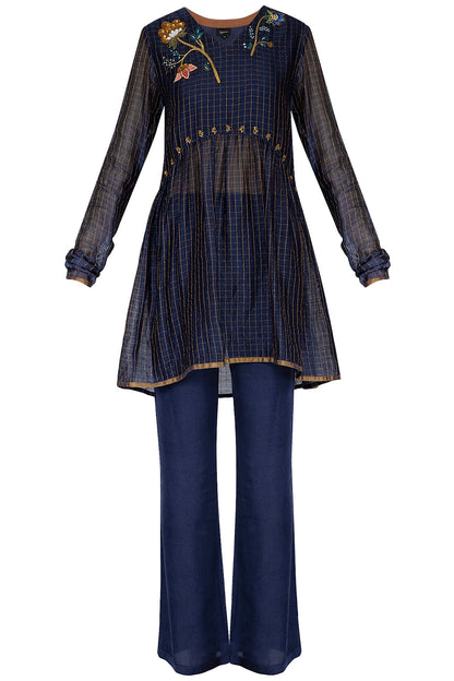 Blue Embroidered Kurta Set