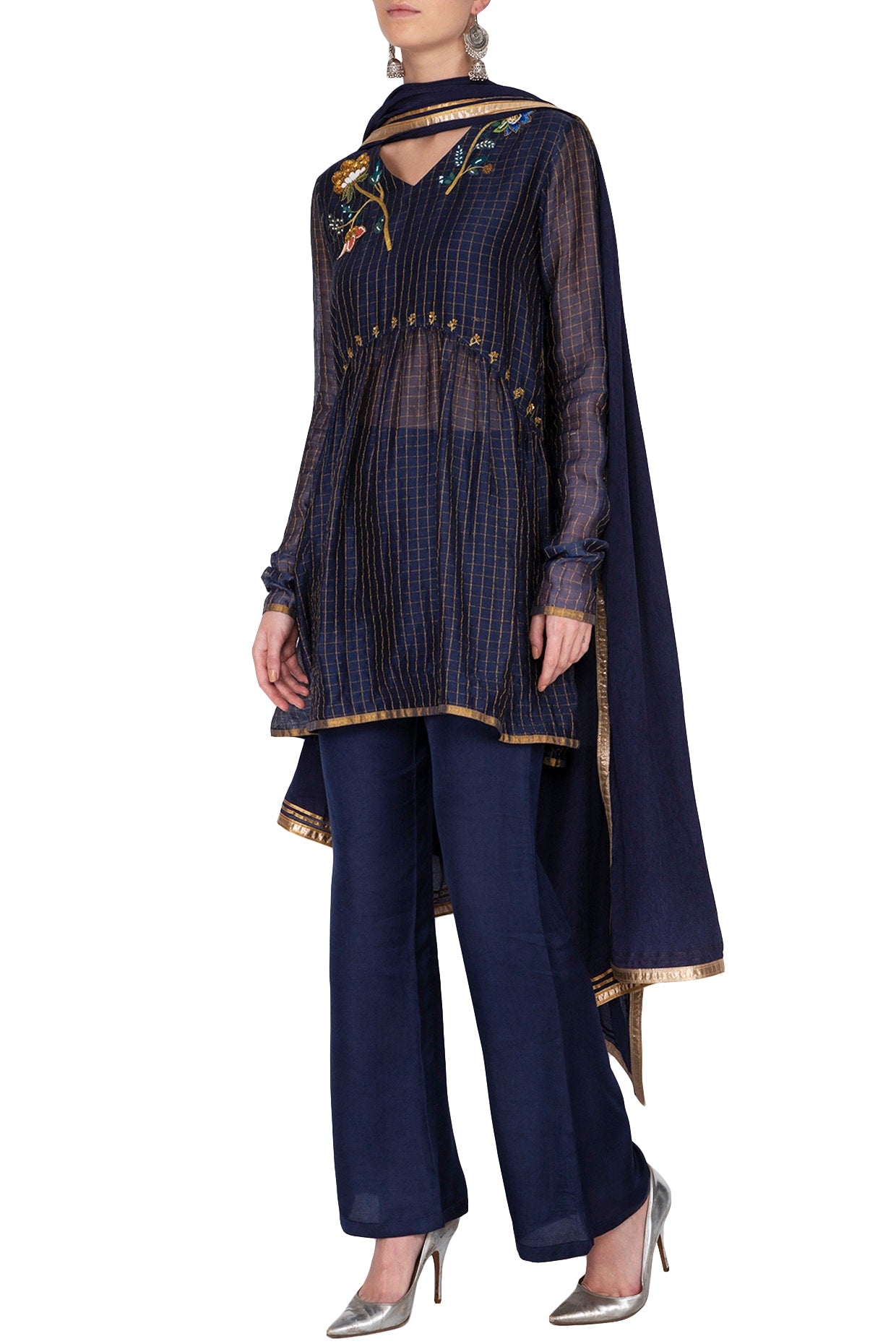 Blue Embroidered Kurta Set